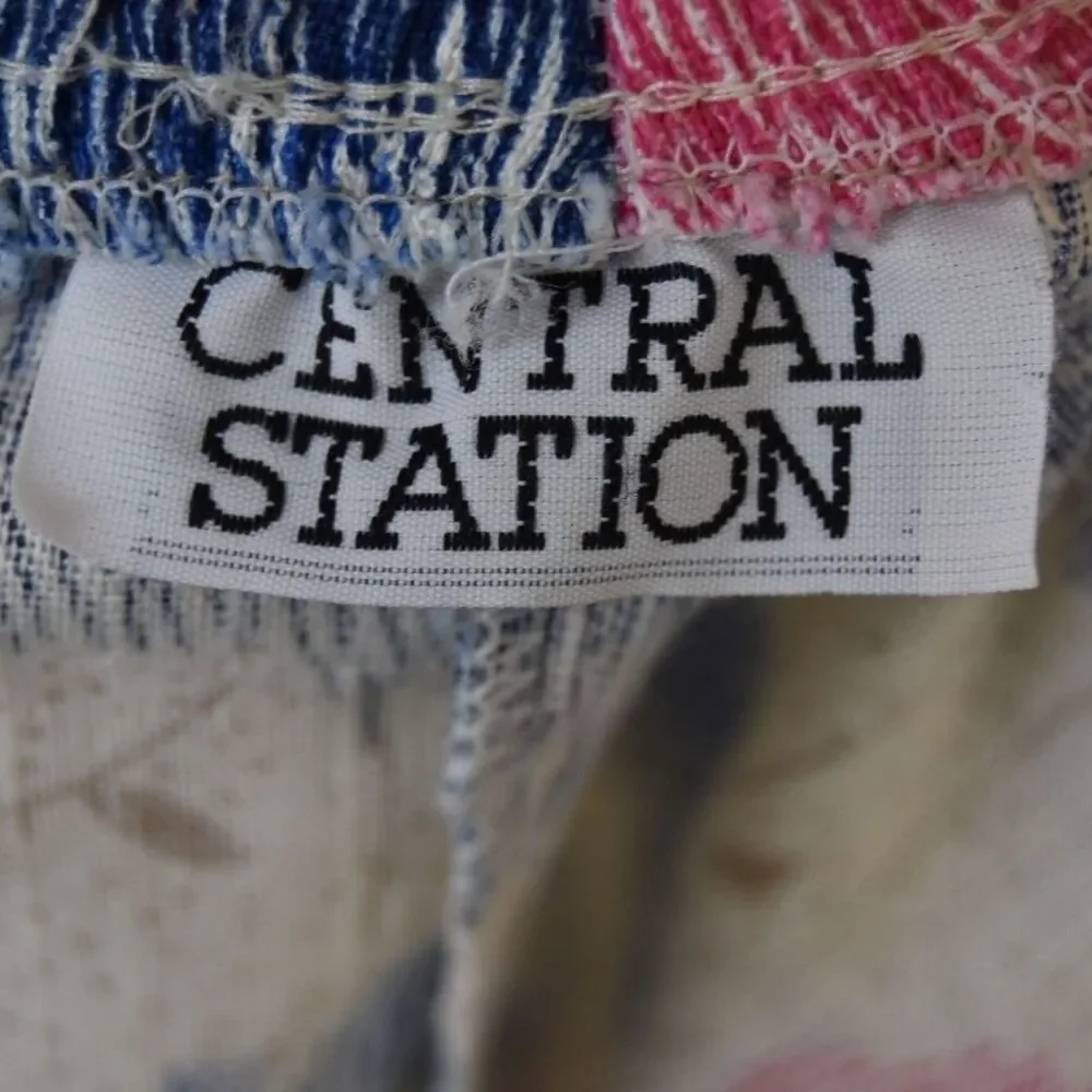 Vintage 80s 90s Central Station Floral Midi Skirt Elastic Waist Cottage L XL